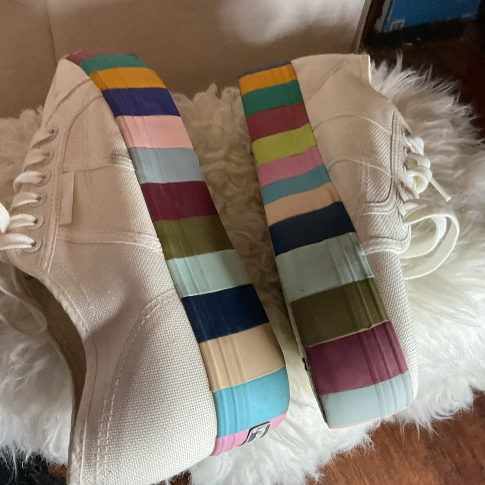 Superga White Platform 2790 Lace Up Rainbow sneakers 41.5/10